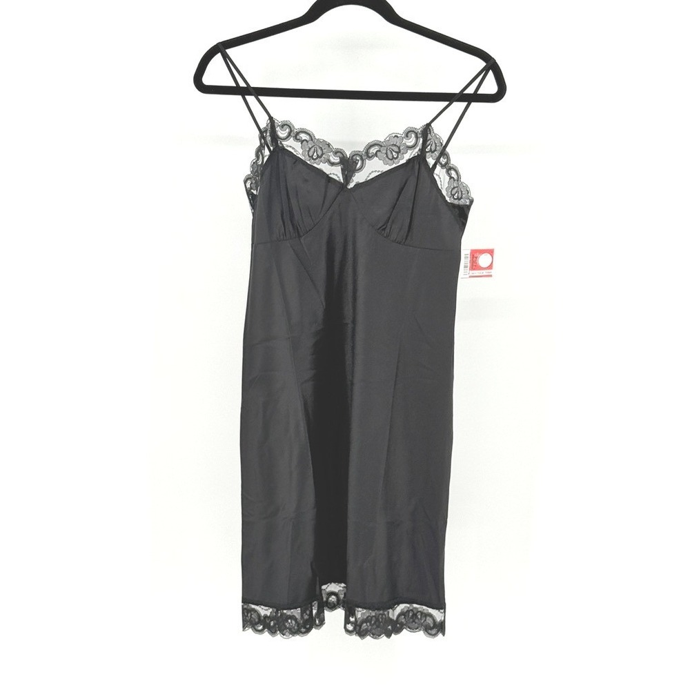 Festival Black Slipโ Dress Silk Lace Trim New Y2k Fairy Grunge Romantic Small